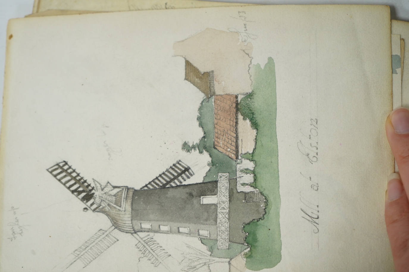 Two 20th century sketch books with watercolour, charcoal and paper sketches, some of Scottish landscapes and Art Deco portraits. Condition - fair
